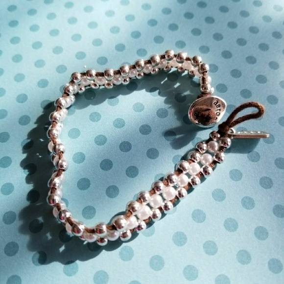 Aeropostale bracelet silver pearl bead y2k - Picture 2 of 4
